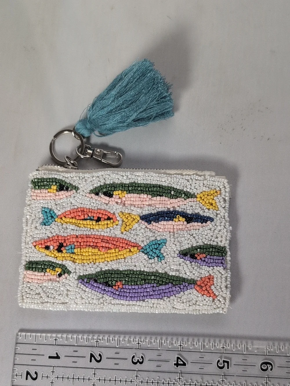 Sol & Mer Hand Beaded Fish Themed Zip Coin Purse